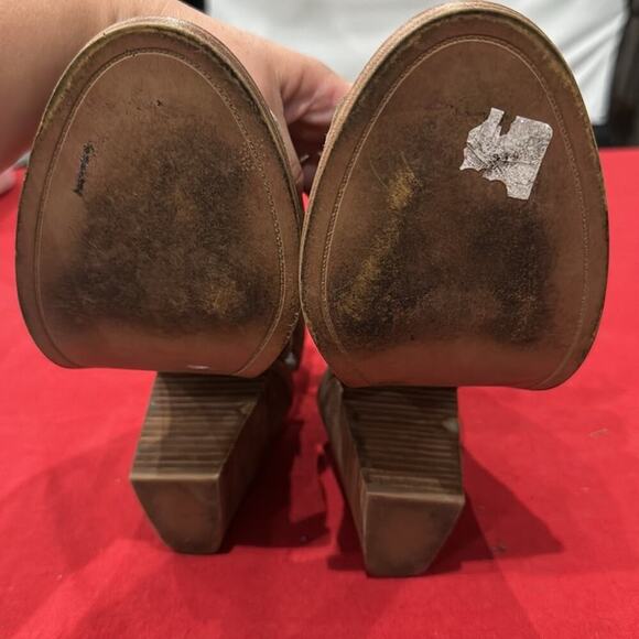 Vince Camuto Brown Heeled Boots with Peep-Toe Design - Picture 6 of 6